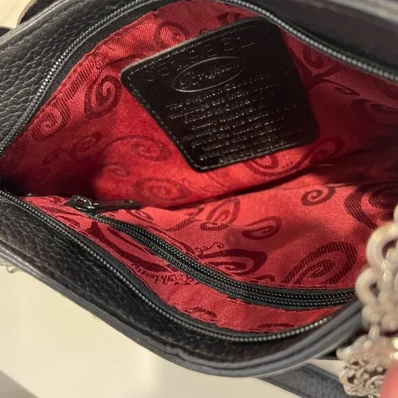 Mary Frances Black Leather Purse With 3D Floral Design & Chain Strap - Picture 5 of 5